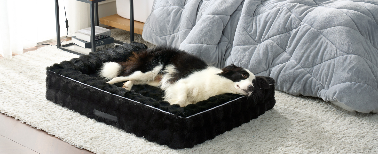Ортопедичне ліжко для собак XL з штучного хутра, U-подібне, великі породи, водонепроникний чохол, антиковзаюче, м'яке, тепле, для прання