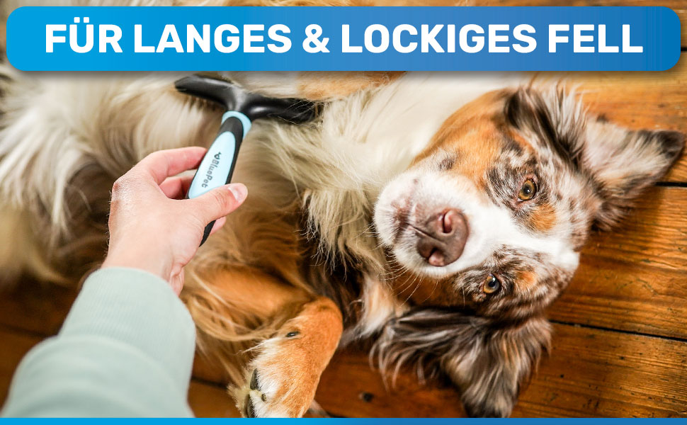 BluePet 2.0 - щітка для вичісування довгошерстих собак та котів | Розпушувач ворсу з двома рядами зубців | Розплутує, видаляє підшерстя, згладжує | Версія 2.0, блакитна