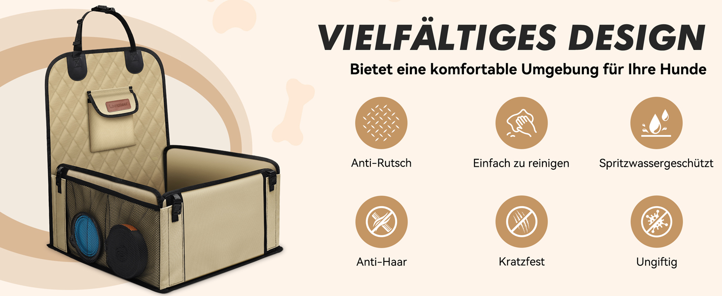 Автокрісло для собак - міцне, водонепроникне, сіре. Підходить для малих та середніх собак. З підсиленими стінками та ременями безпеки для заднього та переднього сидіння