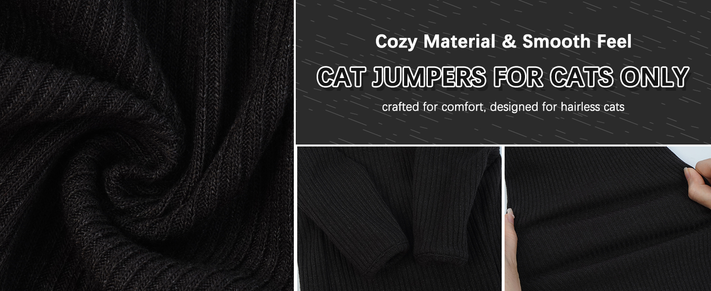 В'язаний жилет для безшерстих котів з високим коміром, чорного кольору. Дихаючий одяг для Sphynx, Cornish Rex, Devon Rex, Peterbald. Теплий пуловер-піжама для котів.