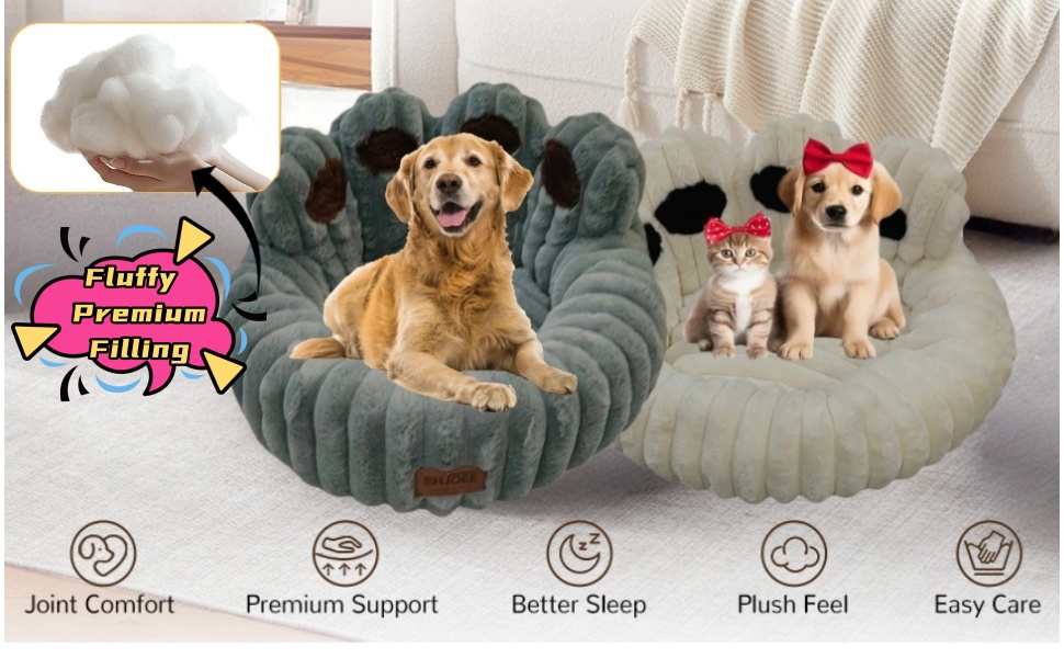 М'яке ліжко для домашніх тварин: ліжко для собак та котів у формі лап ведмедя, діаметр 60 см, сіре