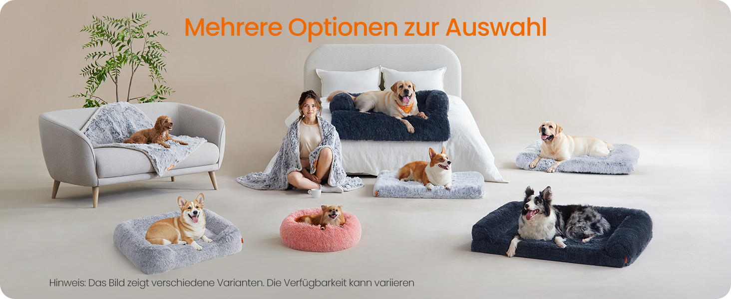 Ліжко для собак Feandrea, 71 x 55 x 18 см, м'яке, з піднятими бортиками, знімний чохол, колір Ombré Grey