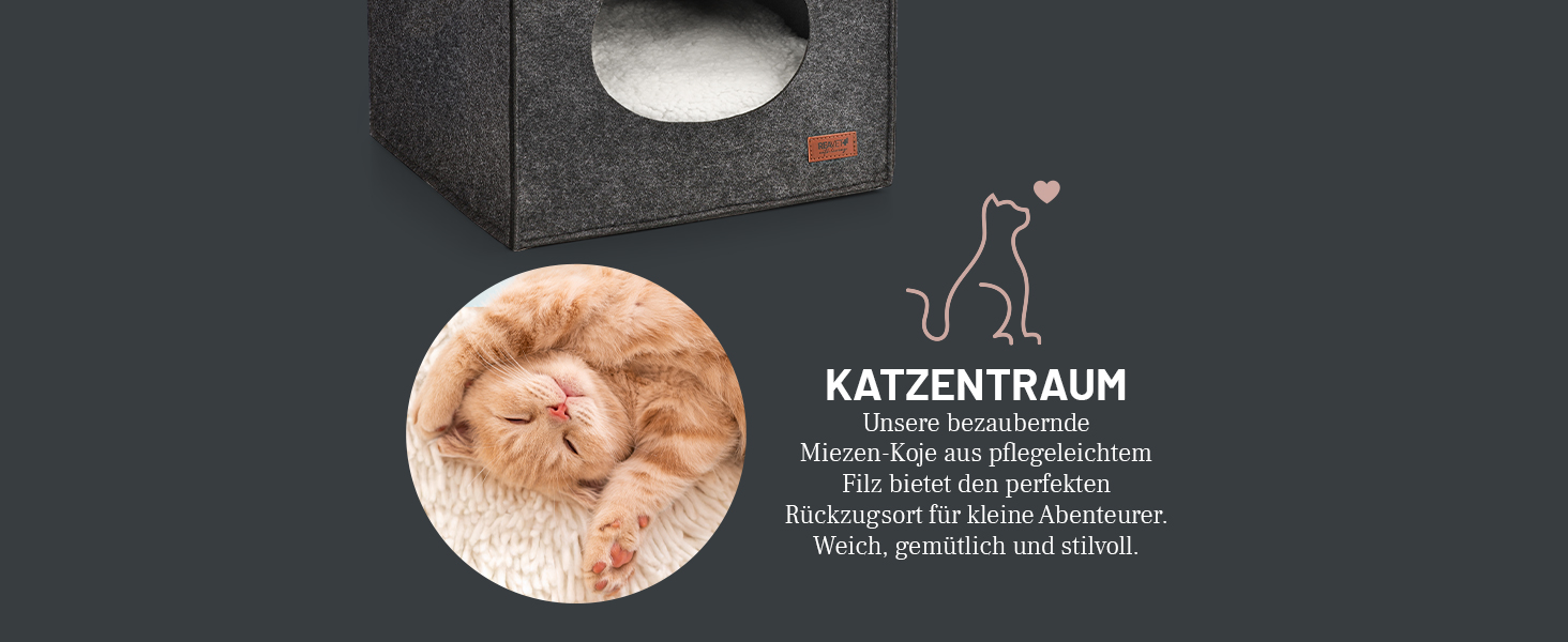 М'яке ліжко для котів ReaVET - затишне гніздечко з подушкою I місце для сну котів з м'якими подушками I дуже м'яке та пухнасте I ліжко для котів з фетру (гніздечко для котів)