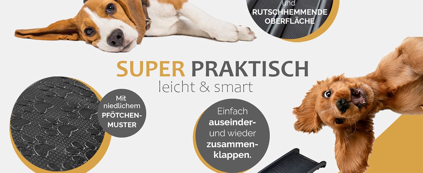 Рампа для собак у автомобіль, алюміній, Petigi, для SUV, неслизька, вантажопідйомність 70/90/150 кг, моделі 01/05 (155/154 см)