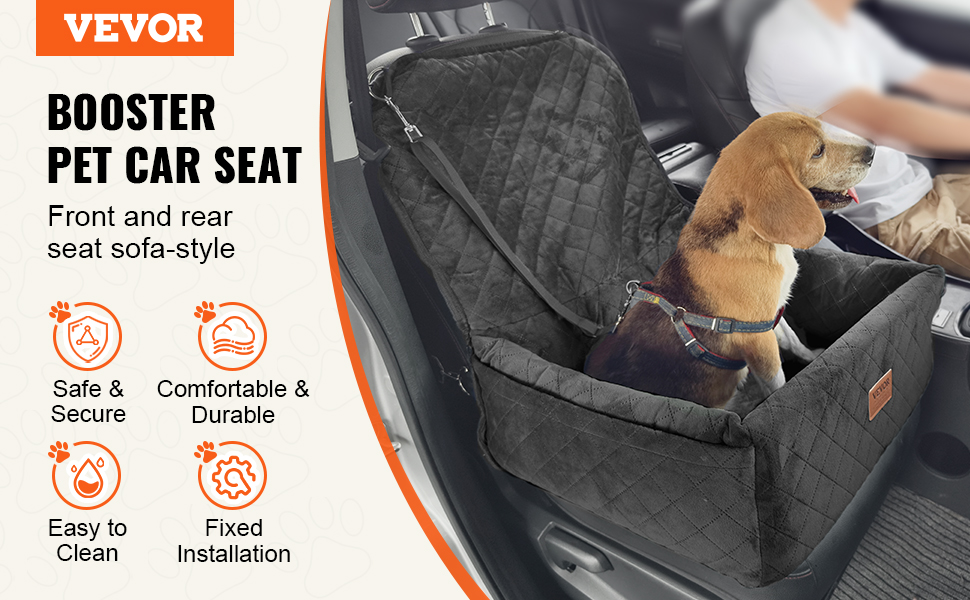 Автокрісло для собак VEVOR: підйомник для собак у машину з кишенькою для зберігання, страхувальний поводок, наповнювач з губки та PP-бавовни, автоліжко для собак маленьких та середніх порід до 18 кг