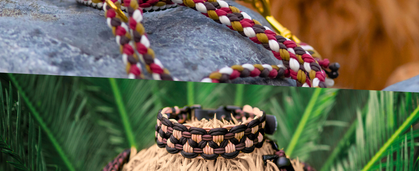 Нашийник для собак Ben&Bruno: широкий, регульований, ручної роботи, міцний, надійний, довговічний, з паракорду, для маленьких, середніх та великих собак, XL, багатокольоровий