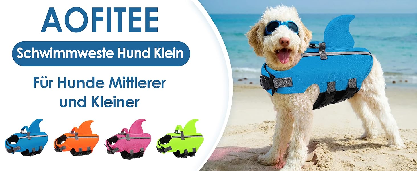 Спасальний жилет для собак AOFITEE Hai, XS, помаранчевий, регульований, з ручкою для рятування, світловідбиваючий, для малих та середніх порід