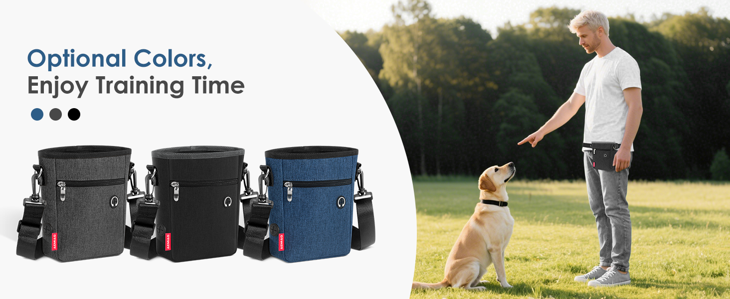 Лекарства для собак з магнітною застібкою, сумка для дресирування собак з знімною внутрішньою кишеню, багатофункціональна сумка для ласощів для собак зі змінним дозатором відходів, сіра (чорна)