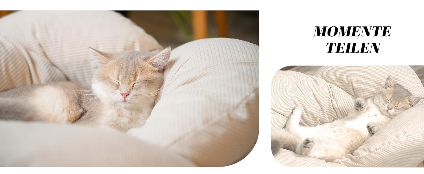 Кішка лежанка CheerPals, велика, 55x55 см, м'яка, біла, для котів усіх порід