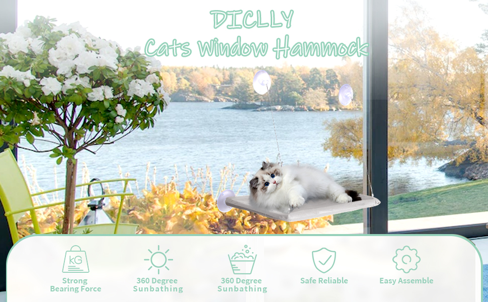 Котів гамак для вікна, міцний гамак для котів до 25 кг, з надійними присосками, для дому