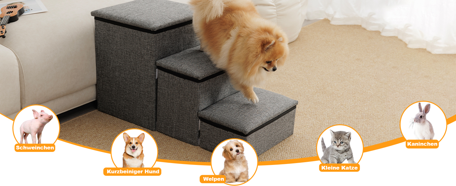 Сходинки для собак FurryPaws: 3-ступенева переносна драбинка для собак до ліжка та дивана, для маленьких та великих собак, ідеальна для подорожей, з неслизькою поверхнею