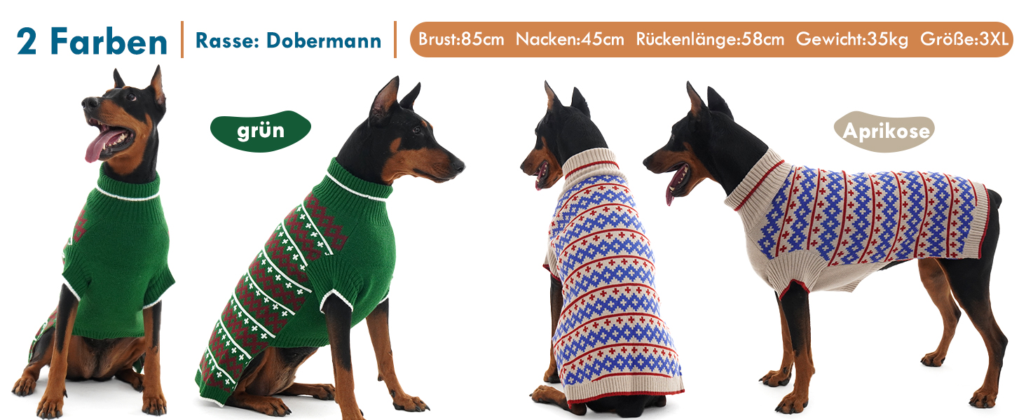 Теплий в'язаний зимовий пуловер для собак великих порід Katzinst | Зимовий пуловер для собак, Лабрадор, Доберман (Абрикосовий, 3XL)