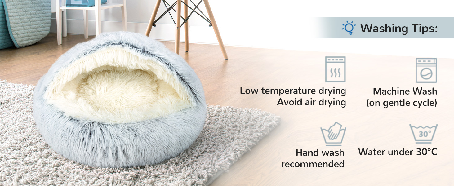 Кругла лежанка-будиночок для котів та собак, м'який плюш, з капюшоном, 60x60 см, колір кавовий