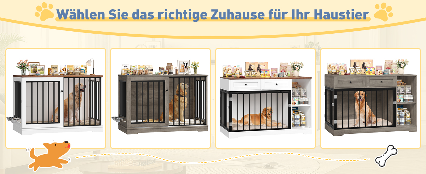 Клітка для собак FirFurd 120см: металева та дерев'яна, XXL, для дому, 120 x 90 x 60 см, коричнево-біла