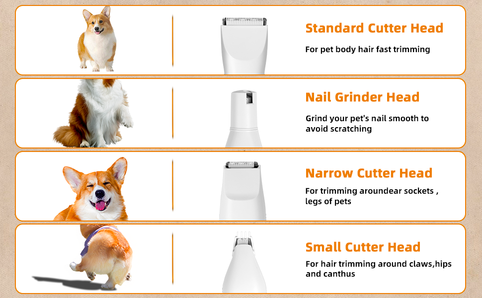 Професійна машинка для стрижки собак та котів 4-в-1 з LED-дисплеєм, акумуляторна, для грумінгу лап, очей, вух, обличчя та тіла