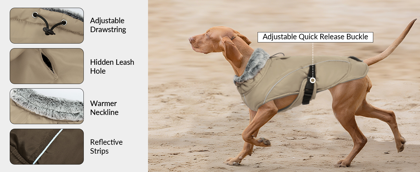 Зимовий теплий одяг для собак великих порід: куртка, пуловер, плащ (Хакі, XL)