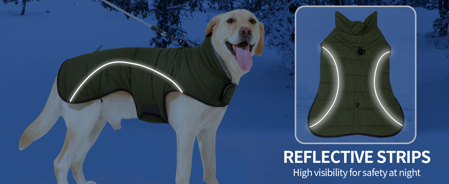 Водонепроникний теплий зимовий одяг для собак Heywean: куртка, пуловер з флісу, зимовий теплий одяг з кільцем D, світловідбиваючий, з липучкою, для малих, середніх та великих собак, XXXL, зелений