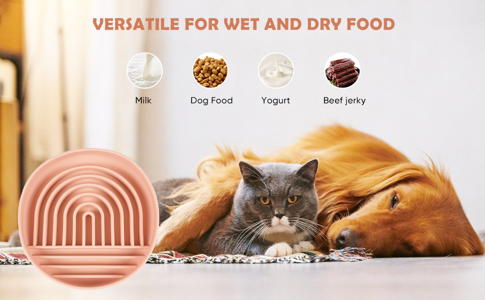 Силіконова миска для собак Slow Food, проти блювоти, не ковзає, рожева