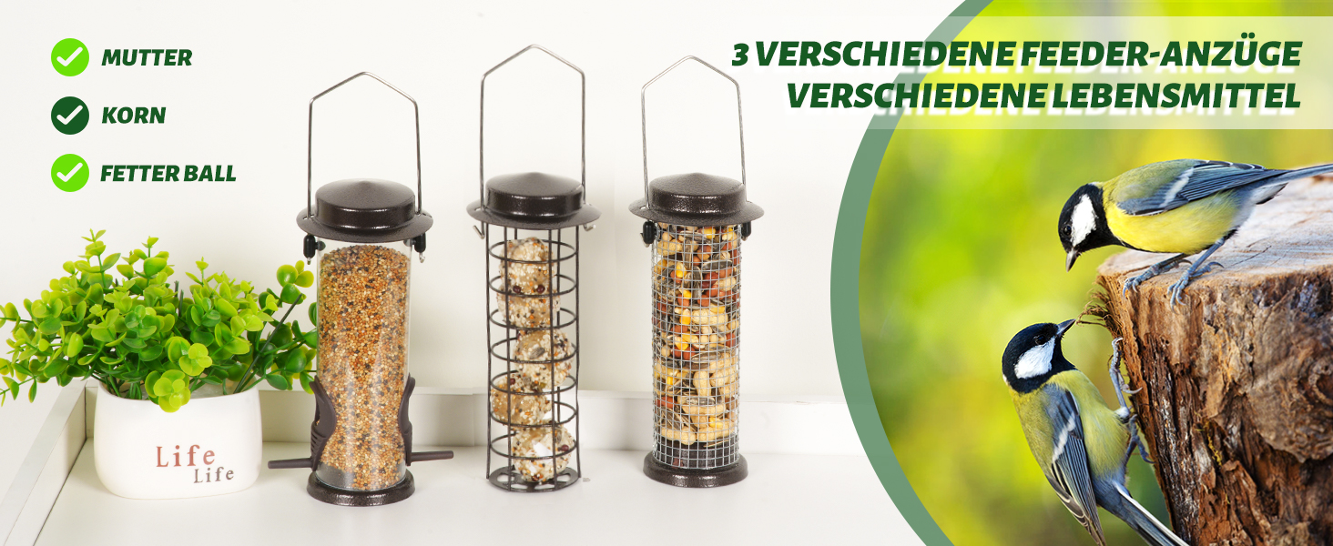 Набір годівниць для птахів Urban Deco 3 шт. з міцного металу, коричневі