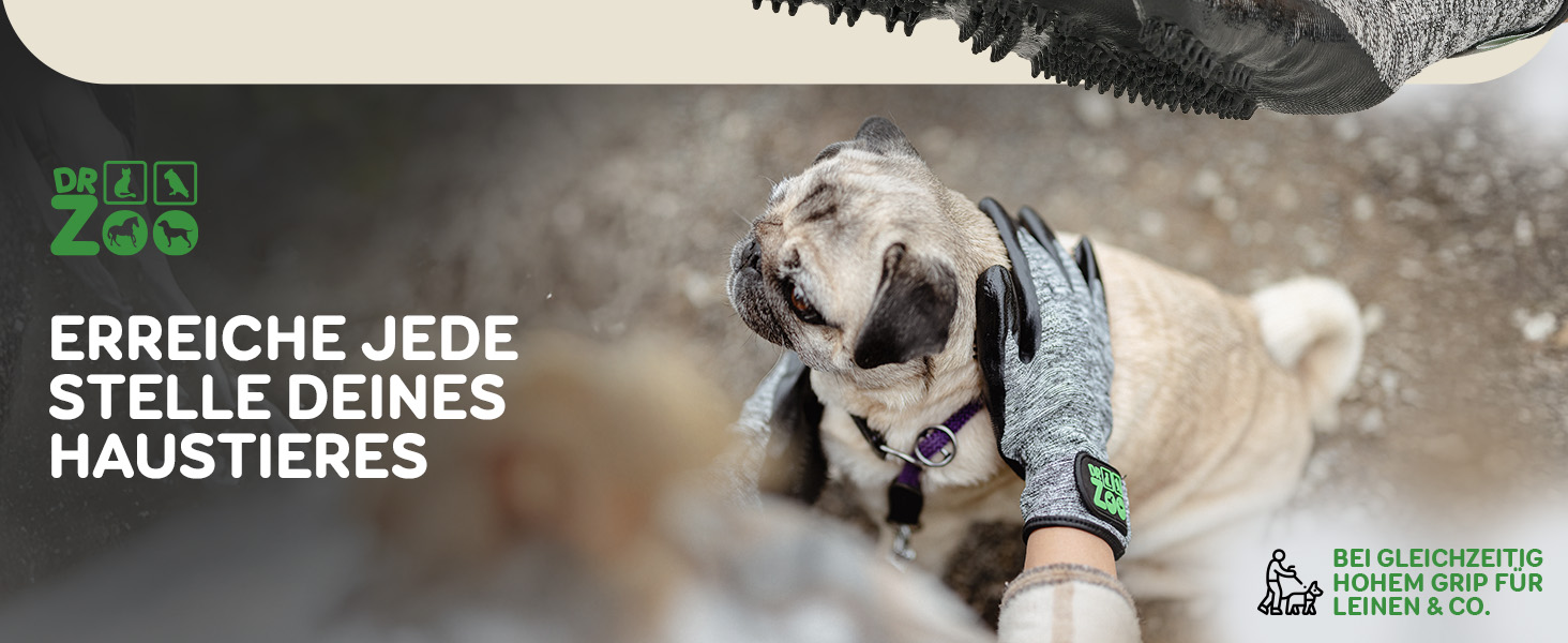 Рукавичка для грумінгу тварин DR Zoo (1 пара, розмір S) – для собак, котів та коней. Ефективне видалення шерсті, м'який дизайн з нопочками, підходить для короткої та довгої шерсті, мокрого та сухого хутра. Підходить для вузьких жіночих рук.