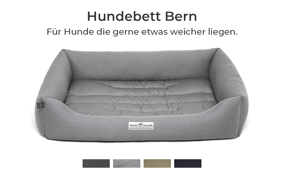 Ортопедичне екологічне ліжко для собак HOUND & NATURE Bern XXL 125x95 см, м'яке, світло-сіре, для великих порід, двостороння подушка, знімний чохол, пране