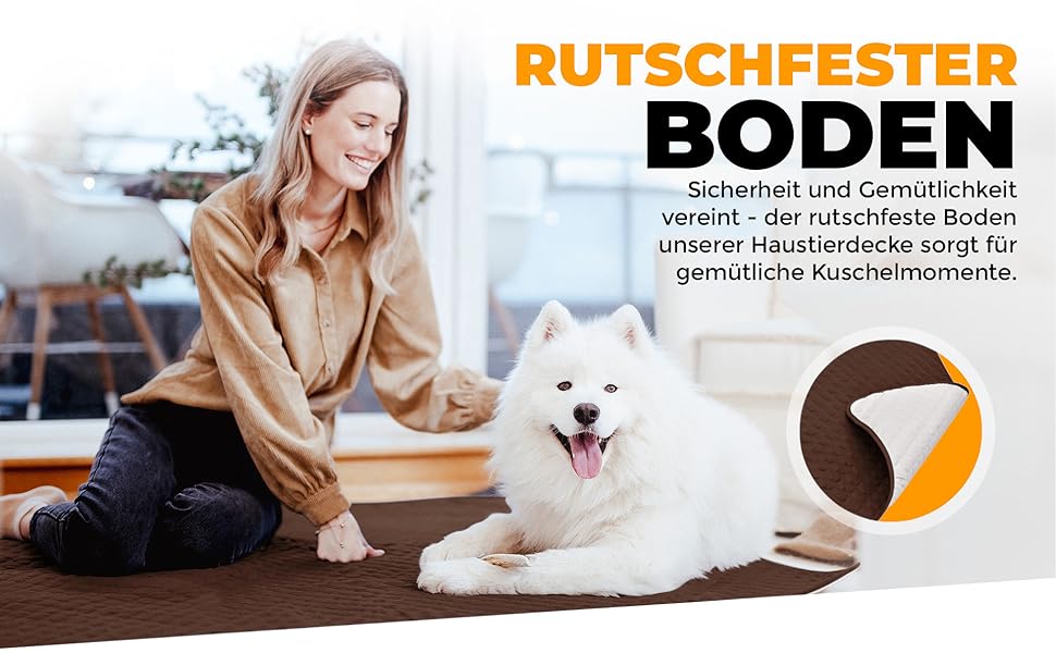 Водонепроникний плед для собак SympaTierisch - захист дивану та ліжка - антиковзаюча підстилка для собак, великих розмірів, придатний для прання - Колір: Коричневий, 150 x 130 см