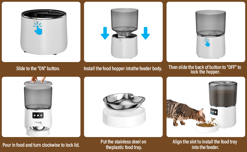 Автоматичний годівник для котів та собак, 4л, з миски з нержавіючої сталі, програмування до 10 прийомів їжі на день, просте керування