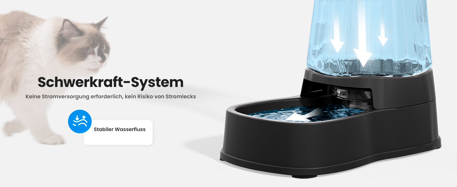 Автоматичний диспенсер води для котів та собак Gardner, 3.85L, без струму, BPA Free, гравітаційний, для середніх/великих тварин (чорний)
