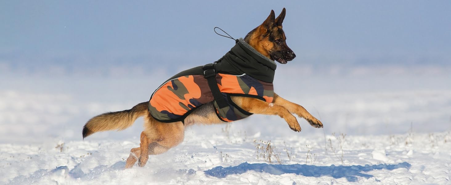 Водонепроникний зимовий теплий одяг для собак - куртка для маленьких, середніх та великих собак. Теплий одяг для собак з безпечними світловідбиваючими смугами для Лабрадорів, Чихуахуа, Французьких бульдогів. Зелений камуфляж