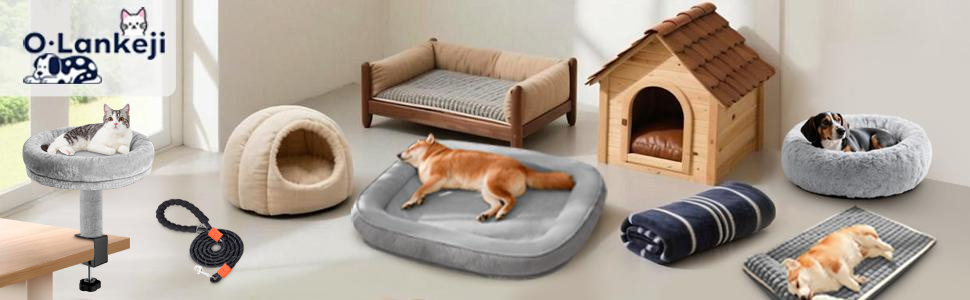 Кругле ліжко для собак O·Lankeji з плюшевого хутра, знімний кошик, для котів та собак, неслизьке дно, для маленьких, середніх та великих собак, сірий колір, M-діаметр 60 см