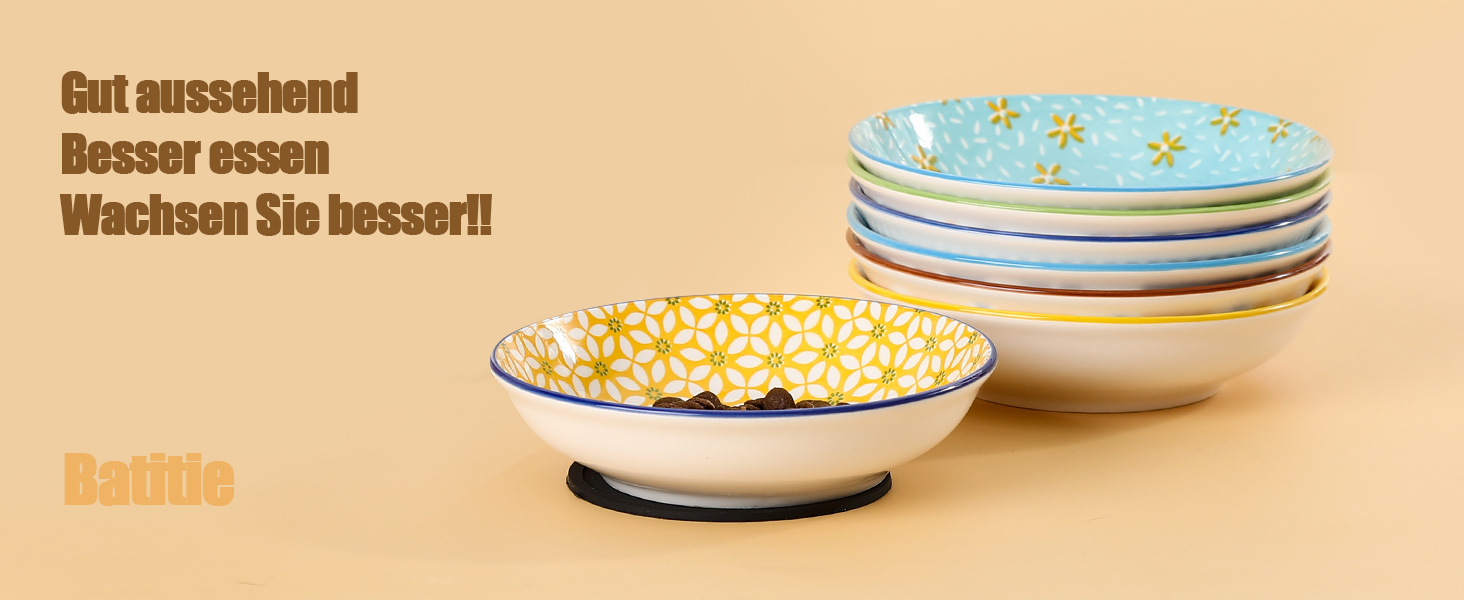 Набір мисок для котячого корму Napf Katze з кераміки, набір 6 шт. з антиковзною підкладкою, об'єм 250 мл, серія