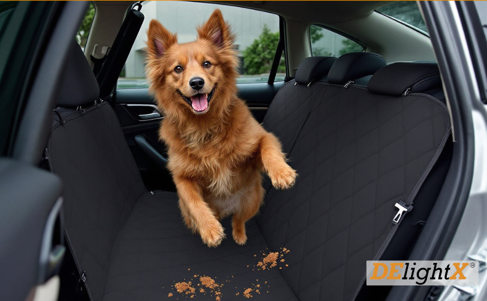 Захист для заднього сидіння авто для собак - водовідштовхувальний, стійкий до подряпин, нековзний, миючий - матеріал Oxford - захист для собак в автомобілі з бічним захистом - 141x134 см - підходить для SUV та легкових автомобілів DElightX
