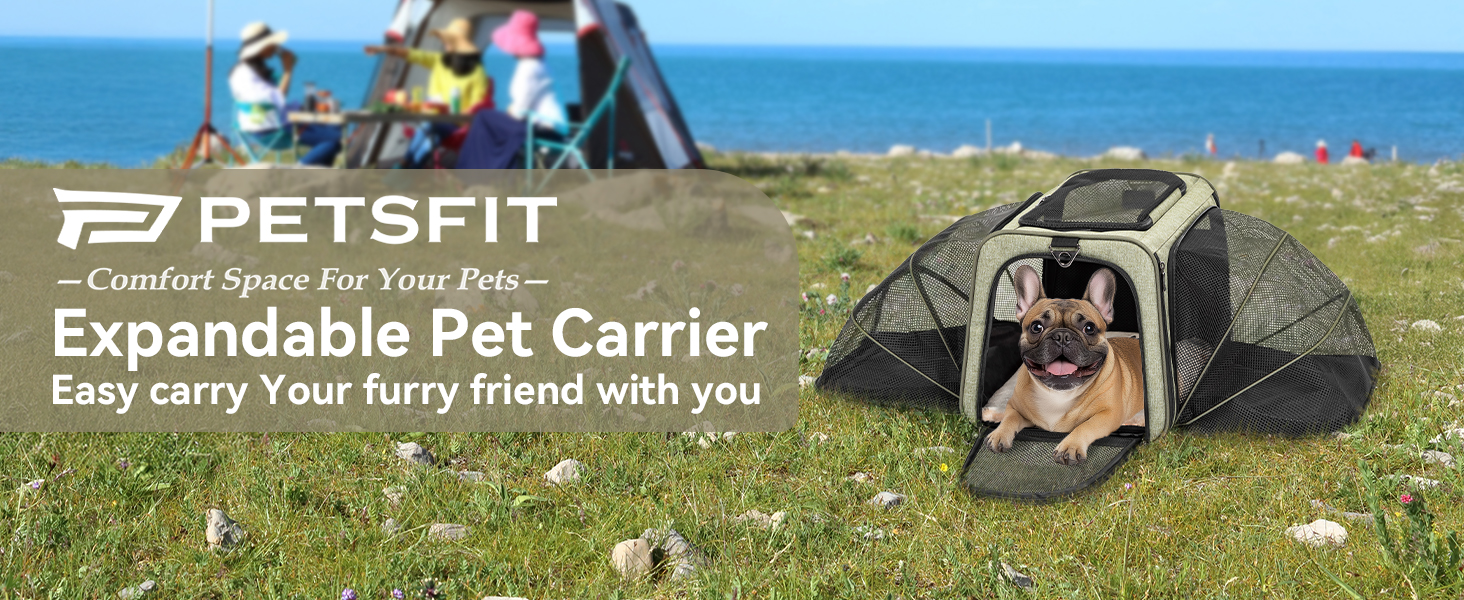 Розкладна переноска для котів і собак Petsfit, авіаційна сумка для тварин з оксфордської тканини, з плечовим ременем, розширювана