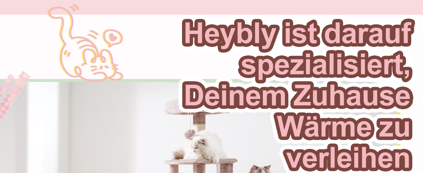 Котячий будиночок Heybly Kratzbaum HCT200SW: зручний когтетоп з будиночком, стійка конструкція 125 см (коричнево-бежевий)