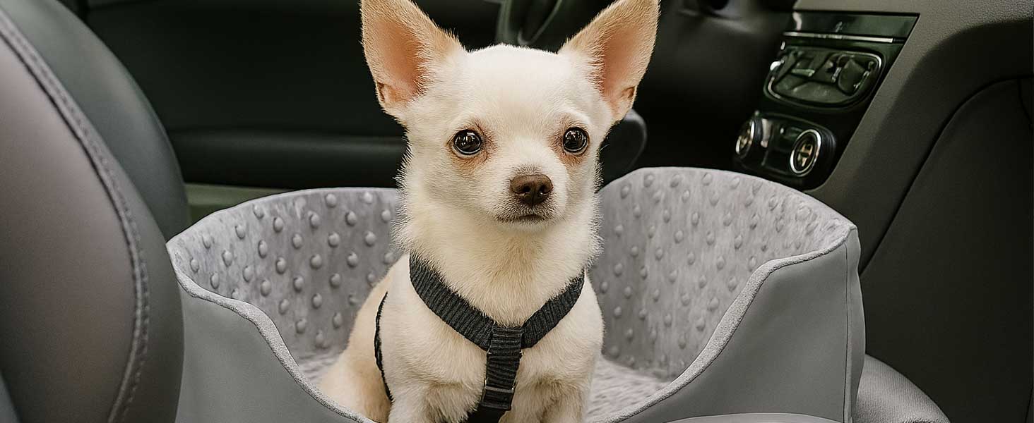 Автокрісло для собак KING DOG до 8 кг, сіре, 50x40 см. Зручна переноска з кріпленням на ремінь безпеки та м'яким килимком. Фолдне, миється. Підходить для SUV та легкових автомобілів.