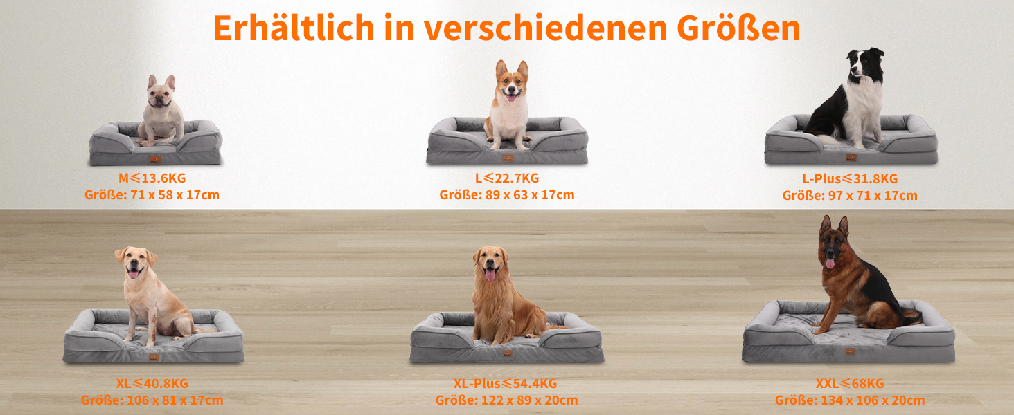 Ортопедичне ліжко для собак великих порід, ергономічне диван-лежанка з піною у формі ковчега, водонепроникне, неслизьке ліжко для собак 89x63 см, світло-сірий (світло-сірий, Д 89 x Ш 63 x В 17 см)