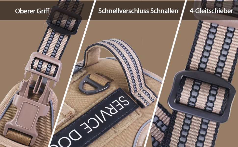 Шлейка для собак Funfox великих порід, тактична, анти-тяга, дихаюча, камуфляж (S, коричнева)