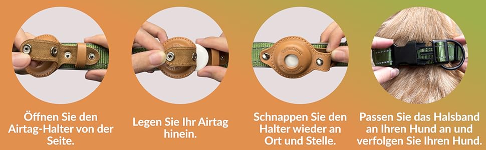 Нашийник для Apple AirTag для собак CollarDirect, світловідбиваючий, зелений, розмір M (34-42 см)