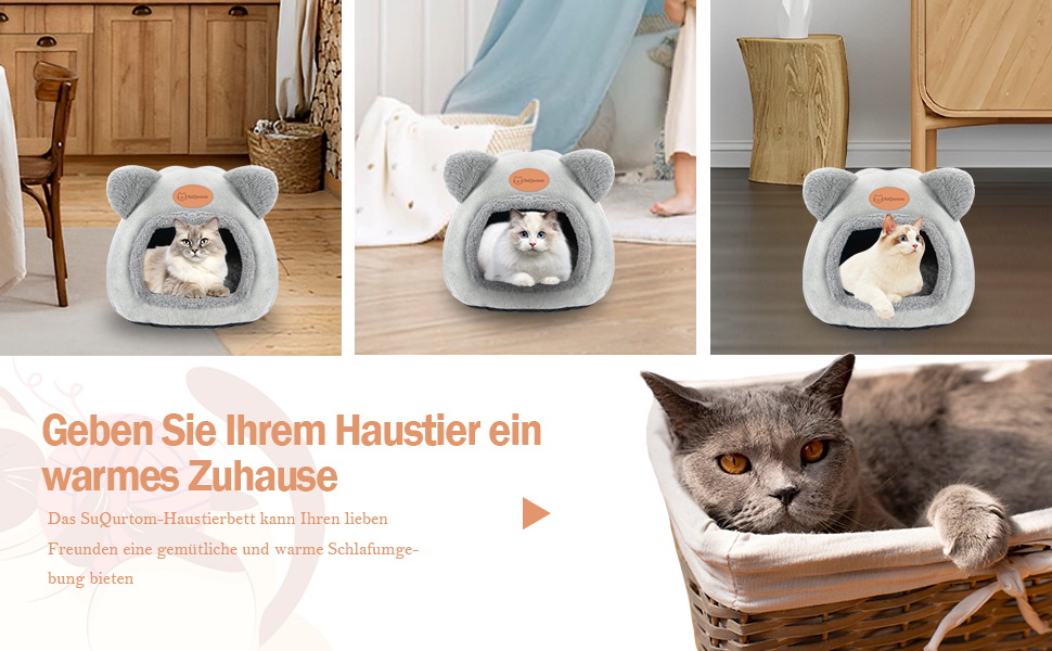 Кігтеточка-будиночок для котів, м'яке ліжко-хатинка, тепле затишне місце для сну, сірий колір