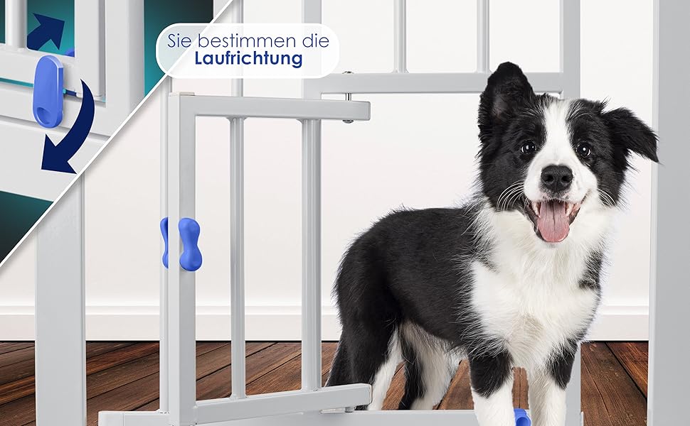 Захисне ворота KIDIZ® для дітей, собак та котів | Без свердління, розширюване, поворотне | Розмір: 74-87 см, блакитне