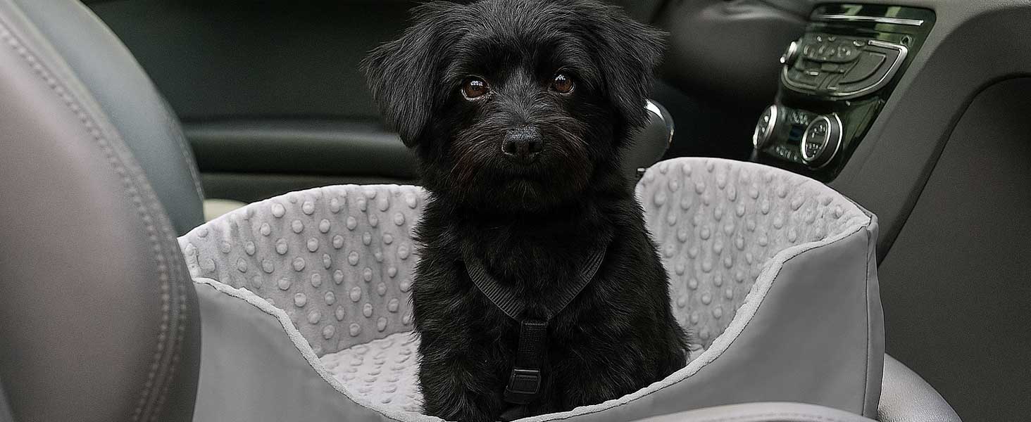 Автокрісло для собак KING DOG до 8 кг, сіре, 50x40 см. Зручна переноска з кріпленням на ремінь безпеки та м'яким килимком. Фолдне, миється. Підходить для SUV та легкових автомобілів.