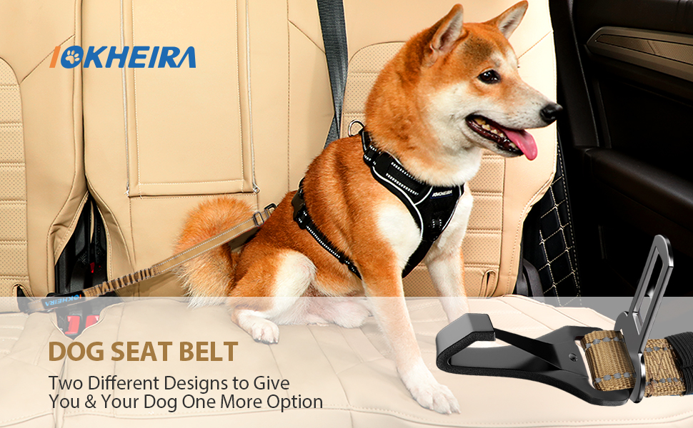 Автомобільний поводок для собак IOKHEIRA, регульований, з універсальним з'єднувачем та фіксатором (оливковий)