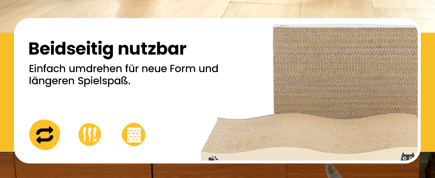 Котячий когтетоп з коробкою та 4 змінними шарами когтеточки - великі меблі для котів з міцного гофрокартону, двосторонні когтеточки з наклейками DIY - лежанка для котів у квартирі, захист меблів, великий розмір
