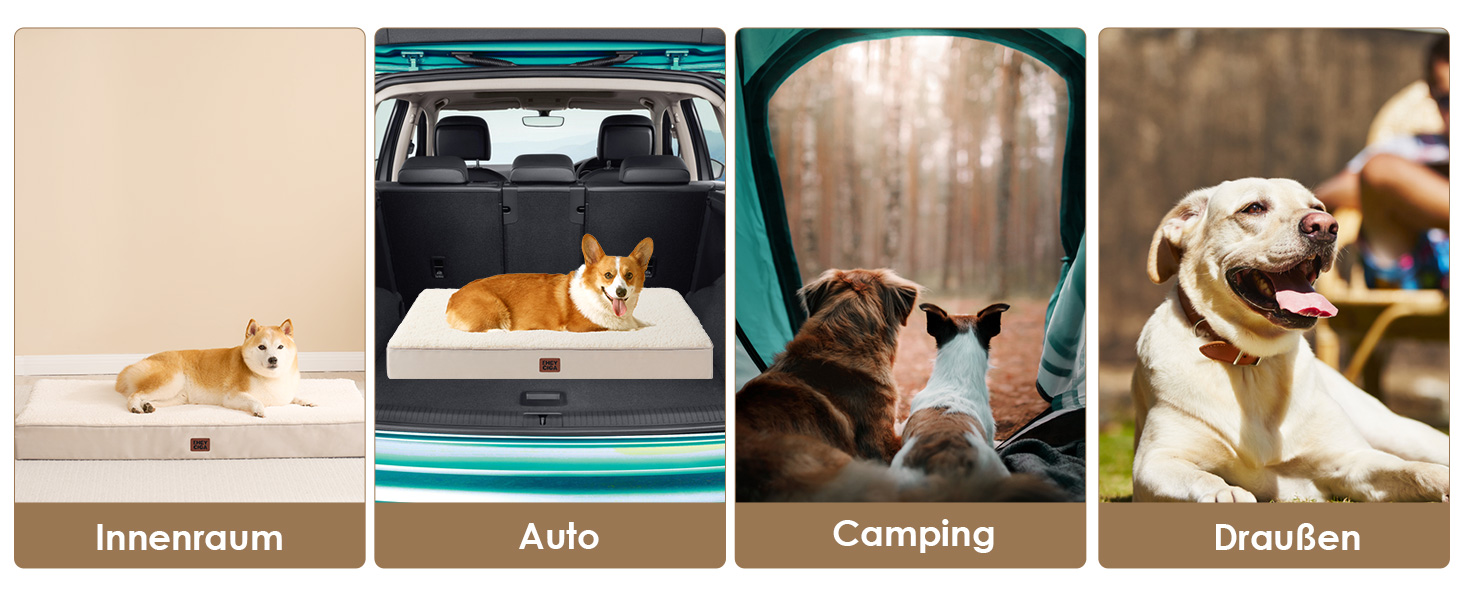 Ортопедичне ліжко для собак середніх порід EHEYCIGA 89x58x9 см, м'яке, знімний чохол, підходить для перевезення, Kamel