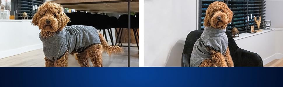 Рушник для собак Royal Dry L - мікрофібра, 60-68 см, для середніх порід, швидковисихаючий, з клямками, сірий