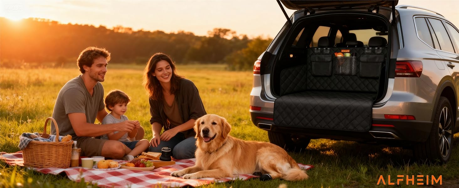 Захист для багажника автомобіля Alfheim для собак - водонепроникний килимок з міцного матеріалу, неслизький, з боковим захистом, чорний. Підходить для авто, позашляховиків, вантажівок