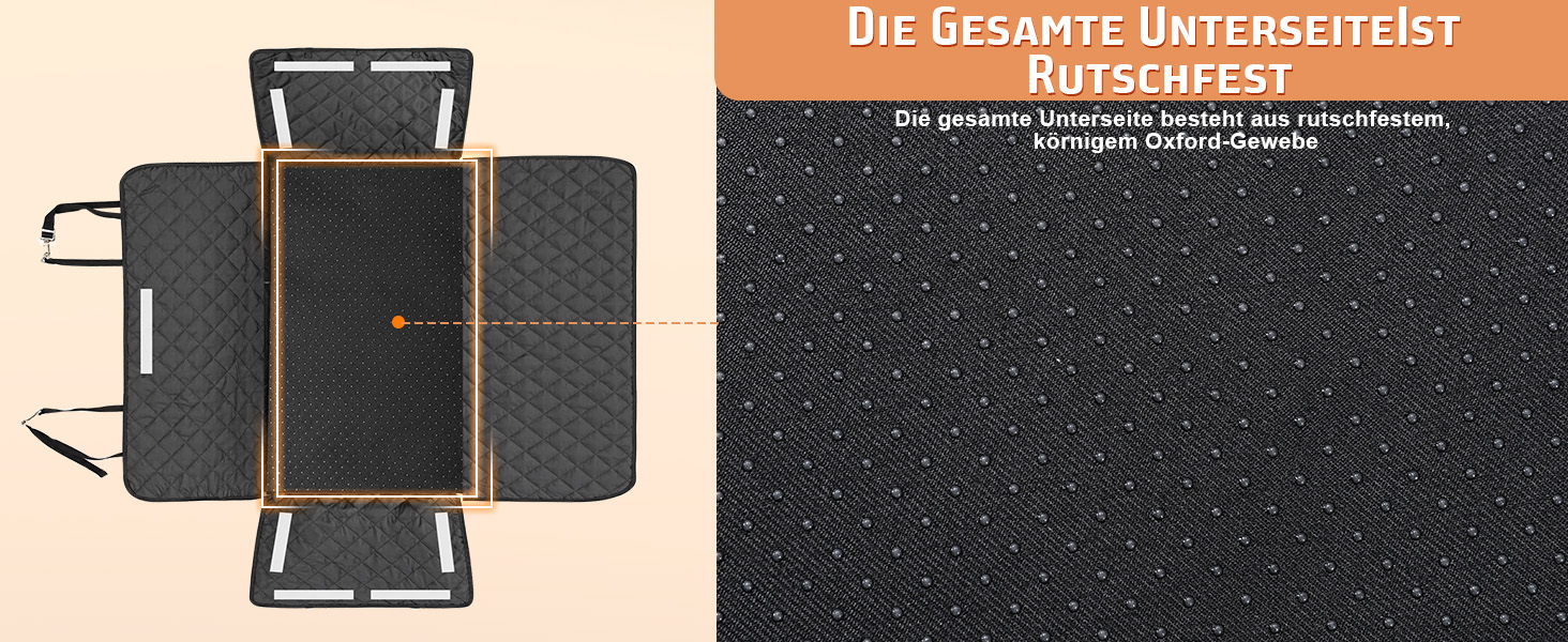 Накидка для собак у машину Gimars, 157x137 см, водовідштовхувальна, стійка до подряпин, універсальна, з передньою панеллю та оглядовим вікном, чорний & оранжевий, килимок у багажник