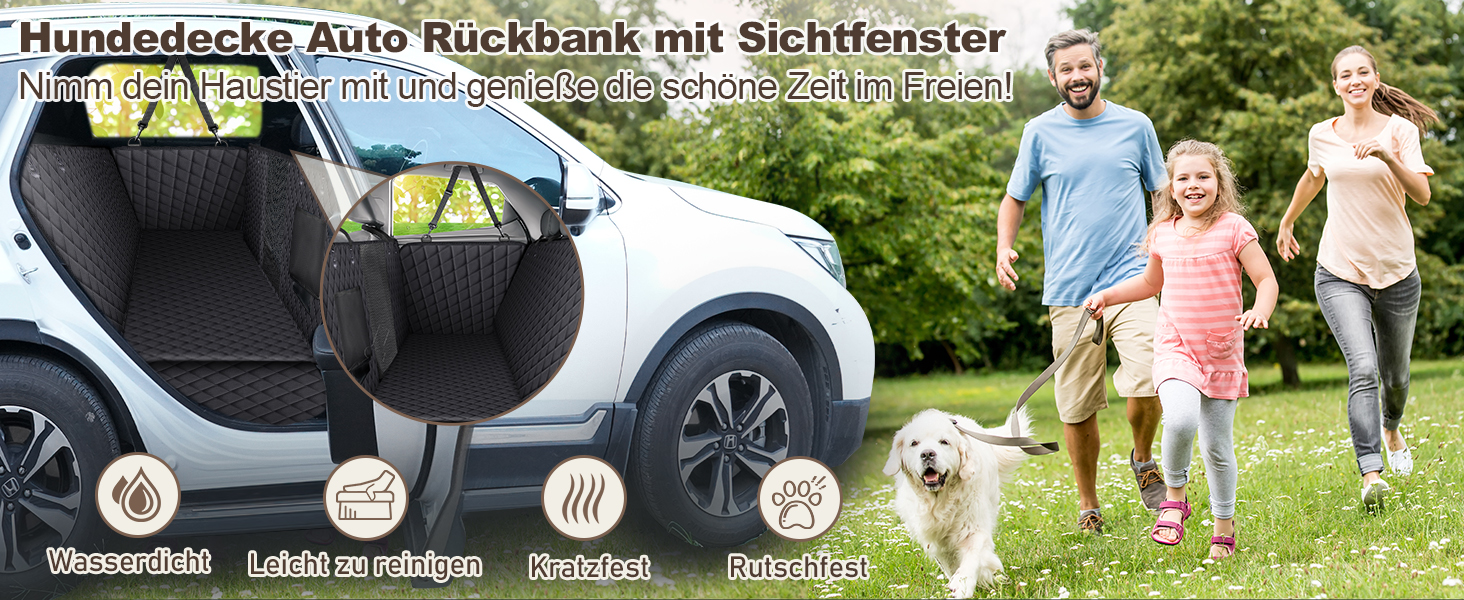 Захист для заднього сидіння автомобіля Angooni - водовідштовхуючий, антиковзний, стійкий до подряпин (135x120 см), універсальний, з віконцем