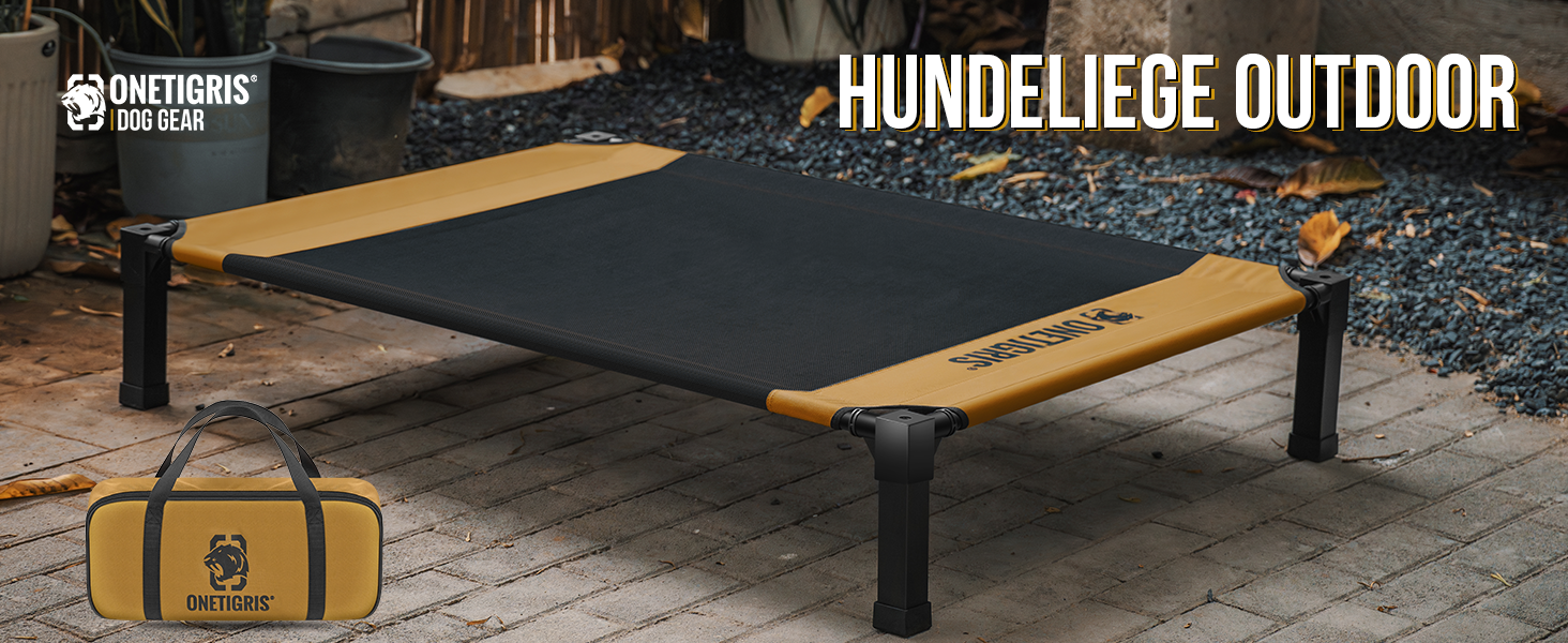 OneTigris лежанка для собак, піднята лежанка 130x91 см, висота 23 см, проста збірка, дихаюча, довговічна, легко миється, підходить для дому, двору, вулиці - коричнева L