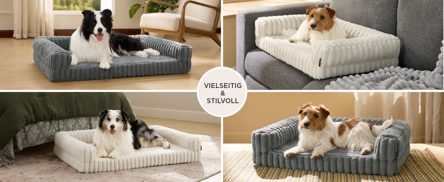 Ортопедичне ліжко для собак середніх порід BEDSURE - 76x51x16.5 см. Водонепроникне диванчик для собак з Memory Foam та Eierkarton-Schaum, знімний Cord-чехол, сірий.